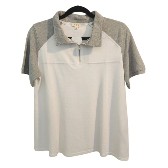 POL Tops - POL Polo Shirt Women's White and Gray Size Medium, New.
